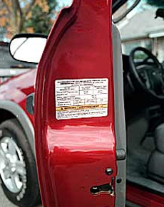 Most vehicles list tire pressure requirements on one of the door posts, most often the driver's.